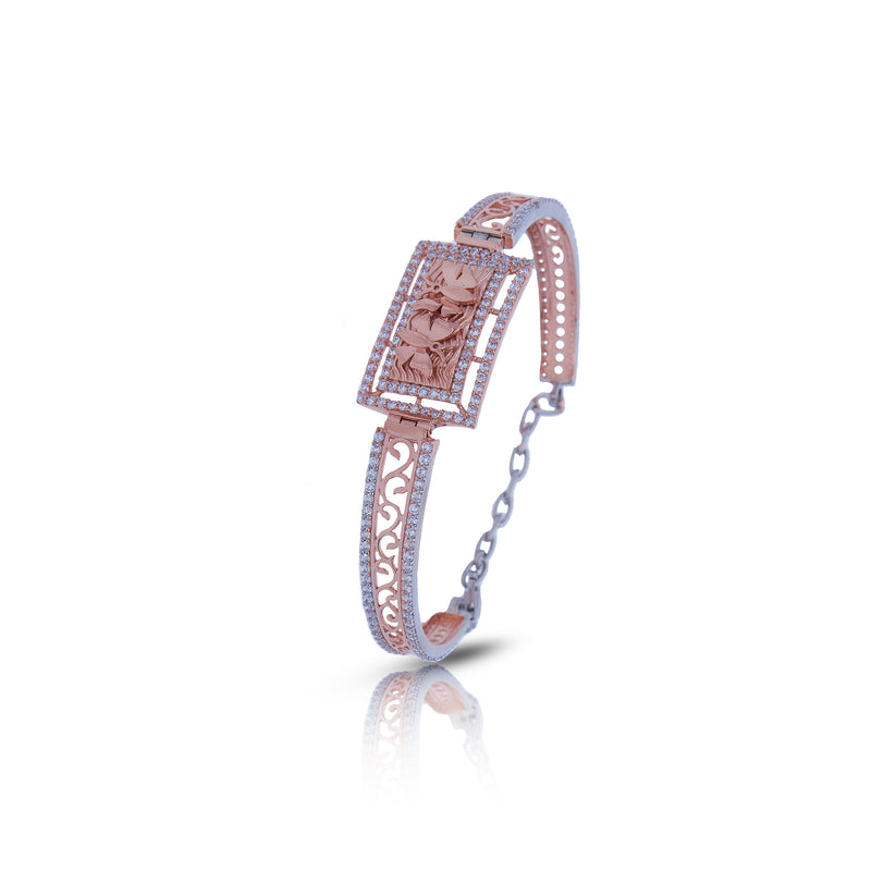 Silver Two-Tone Roman Dual Butterfly Bracelet For Her