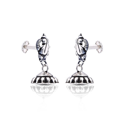 Silver Oxidised Handmade Peacock Dome Jhumki