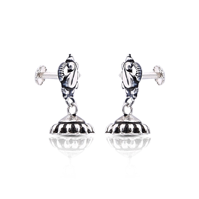 Silver Oxidised Handmade Peacock Dome Jhumki