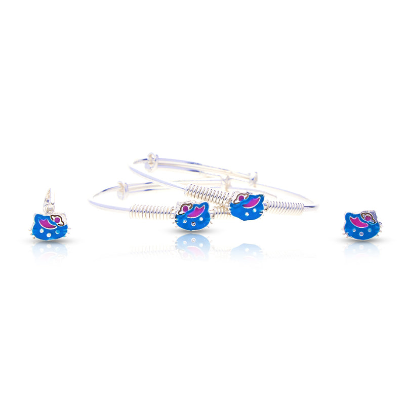 Silver Bird Baby Kadli Set with Matching Ring and Pendant
