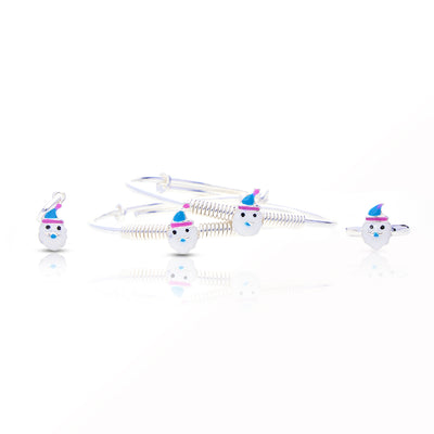 Silver Snow Santa Baby Kadli Set with Matching Ring and Pendant