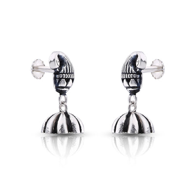 Silver Oxidised Peacock Dome Jhumki