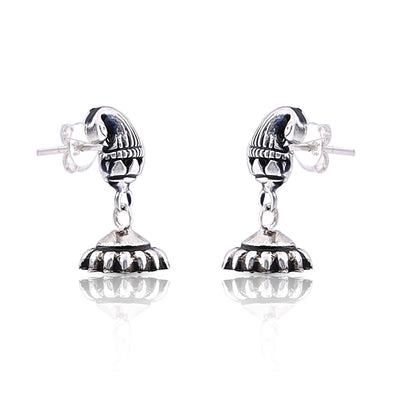 Silver Oxidised Handmade Peacock Dome Jhumki