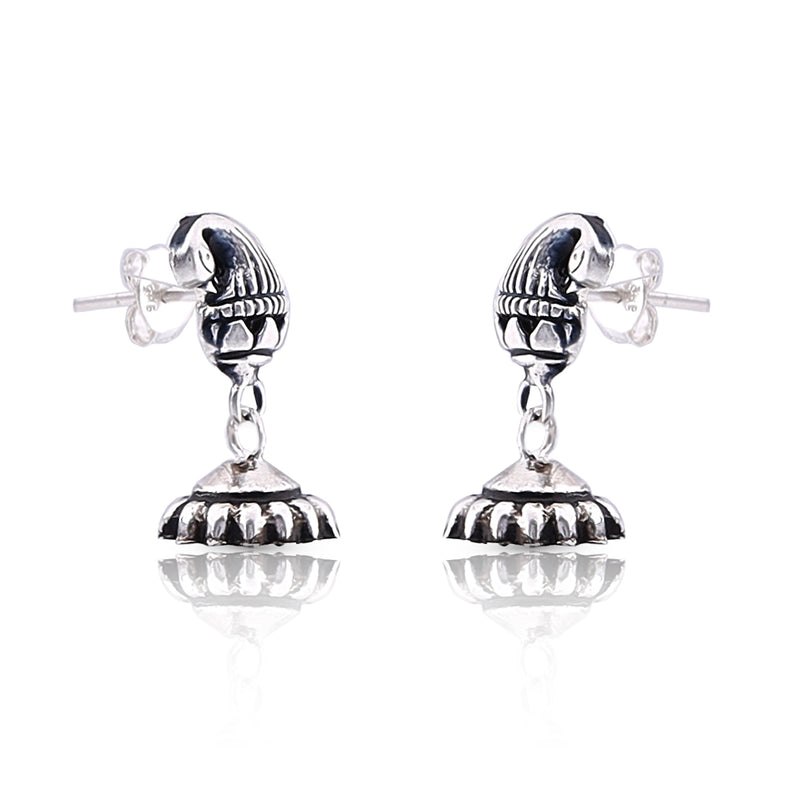 Silver Oxidised Handmade Peacock Dome Jhumki