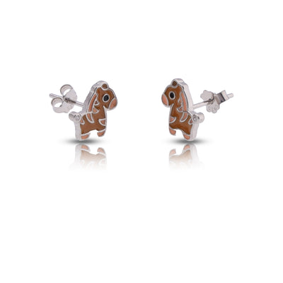 Silver Brown Horse Stud Earrings For Kids and Girls