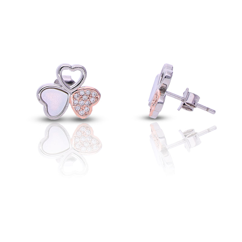 Silver Three Heart Pendent Set With Chain