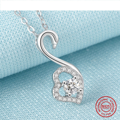 Silver Pendant For Girls Swan Design Birthday Gift For Girlfriend