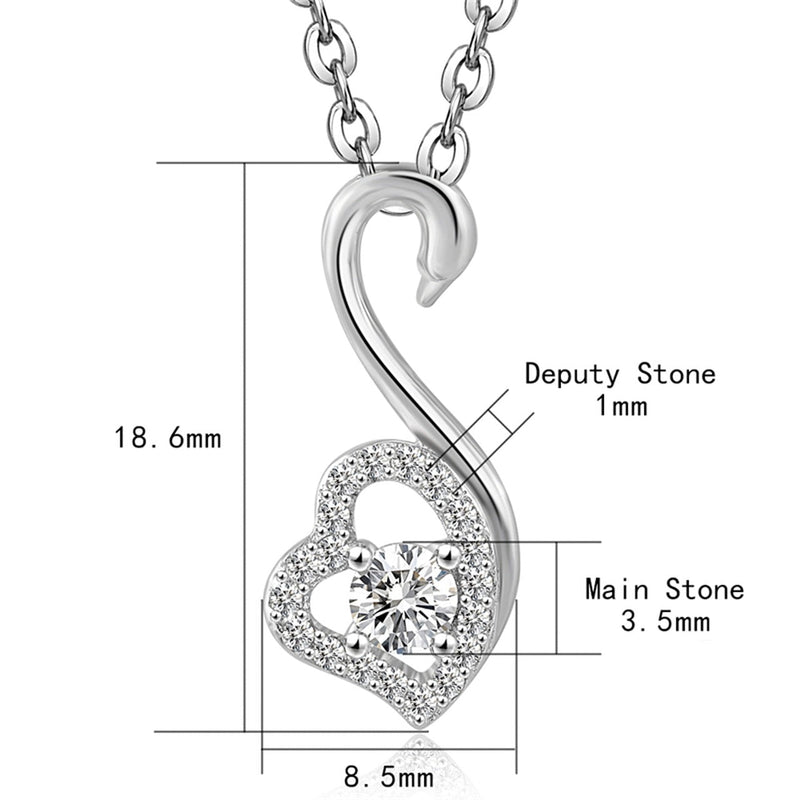 Silver Pendant For Girls Swan Design Birthday Gift For Girlfriend