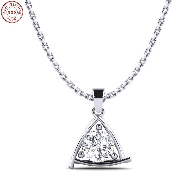 Silver Pendant For Girls Solitaire Design