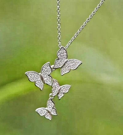 Silver Pendant For Girls Butterfly