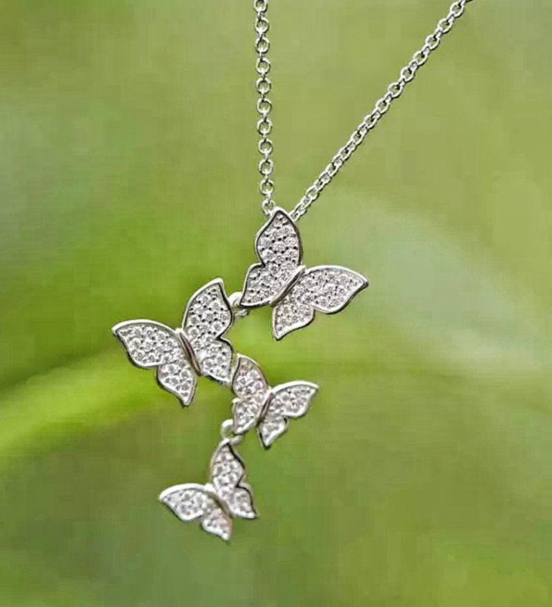 Silver Pendant For Girls Butterfly