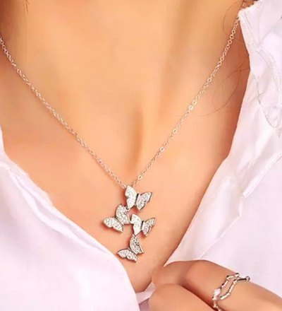 Silver Pendant For Girls Butterfly