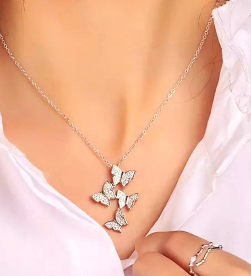 Silver Pendant For Girls Butterfly