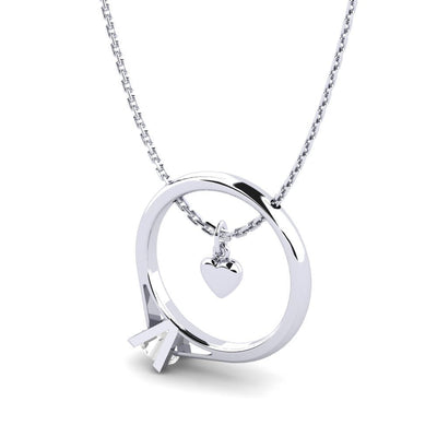 Silver Pendant For Girls Ring Heart Design