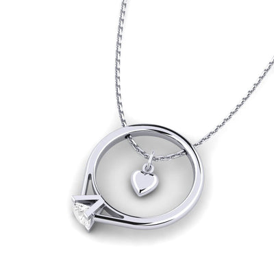 Silver Pendant For Girls Ring Heart Design