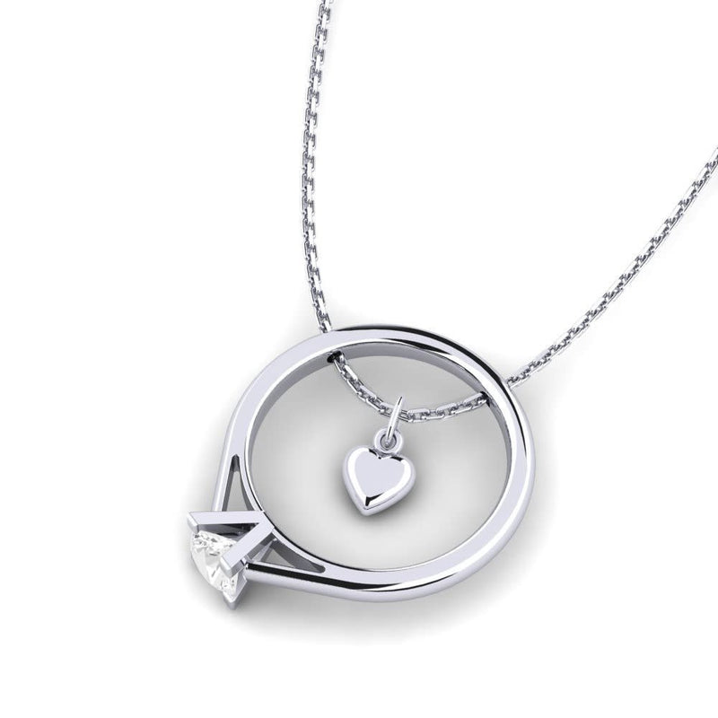 Silver Pendant For Girls Ring Heart Design