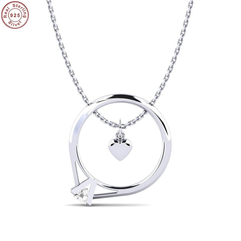 Silver Pendant For Girls Ring Heart Design