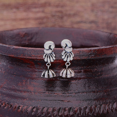 Silver Oxidised Handmade Peacock Dome Jhumki