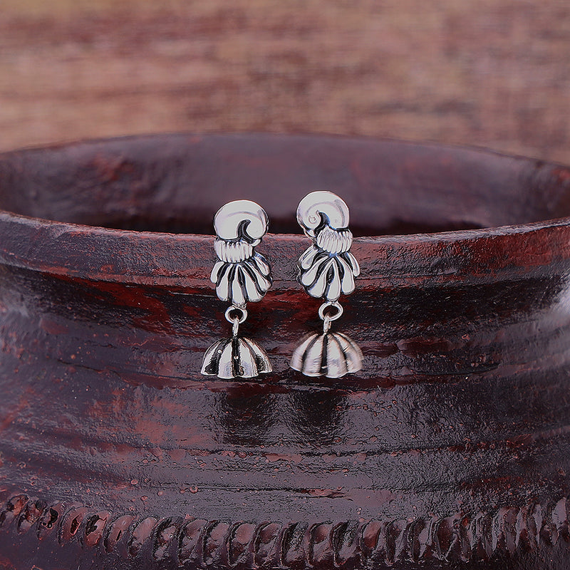 Silver Oxidised Handmade Peacock Dome Jhumki