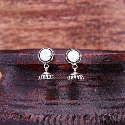 Silver Oxidised Handmade Round Dome Jhumki