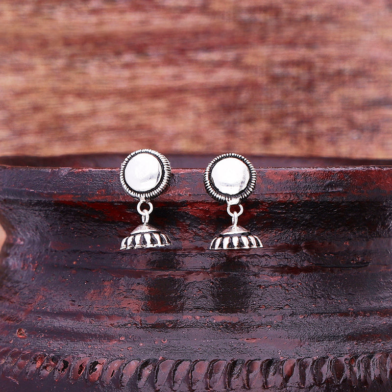 Silver Oxidised Handmade Round Dome Jhumki